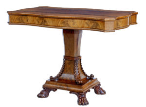 Mid 19th Century Carved Swedish Flame Mahogany Centre Table — thumbnail 3