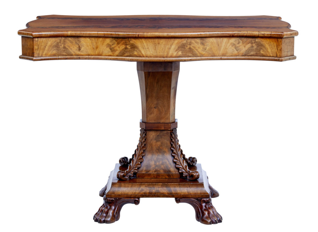 Mid 19th Century Carved Swedish Flame Mahogany Centre Table