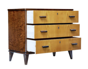 Mid 20th Century Late Art Deco Swedish Birch and Elm Chest of Drawers — thumbnail 7