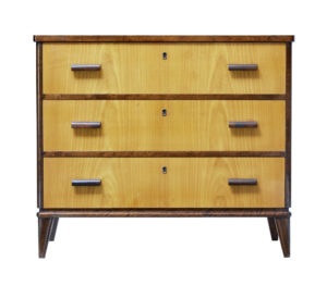 Mid 20th Century Late Art Deco Swedish Birch and Elm Chest of Drawers — thumbnail 6