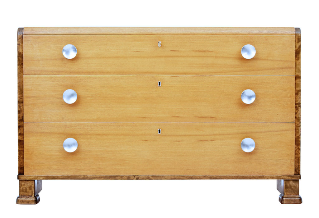 Mid 20th Century Scandinavian Birch and Elm Chest of Drawers — image 7