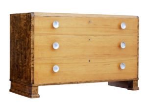 Mid 20th Century Scandinavian Birch and Elm Chest of Drawers — thumbnail 1