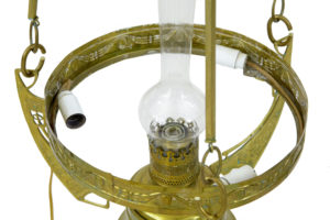Late 19th Century Arts and Crafts Brass Adjustable Hanging Lamp — thumbnail 3