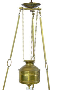 Late 19th Century Arts and Crafts Brass Adjustable Hanging Lamp — thumbnail 4