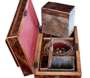 Early 19th Century Regency Burr Yew Tea Caddy — thumbnail 2