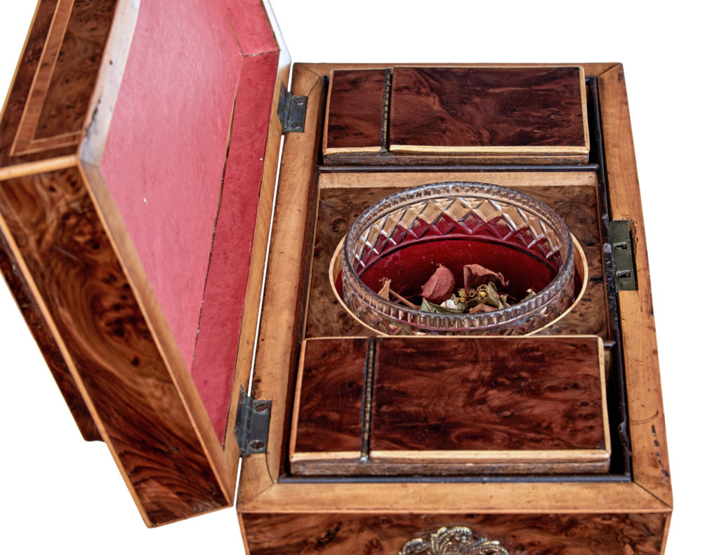 Early 19th Century Regency Burr Yew Tea Caddy — image 3