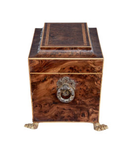 Early 19th Century Regency Burr Yew Tea Caddy — thumbnail 5