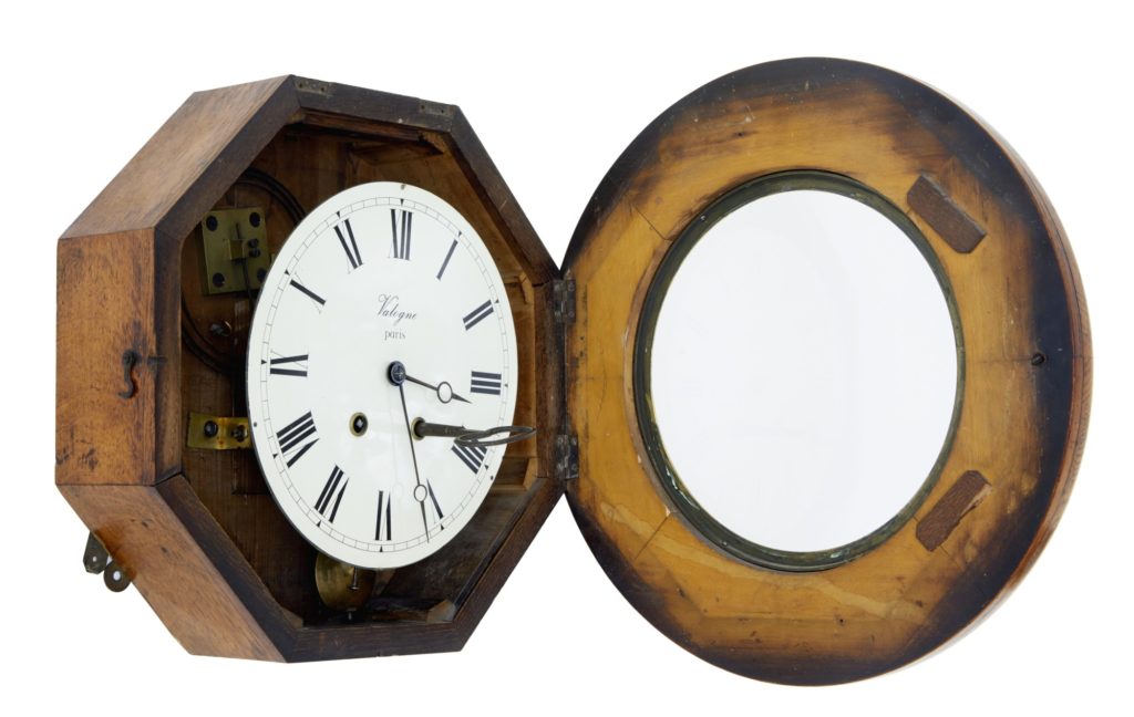 19th Century French Oak Japy Freres Wall Clock Valogne Paris — image 4