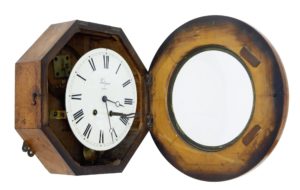 19th Century French Oak Japy Freres Wall Clock Valogne Paris — thumbnail 4