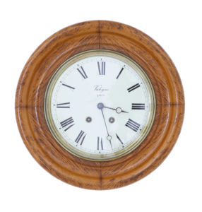 19th Century French Oak Japy Freres Wall Clock Valogne Paris — thumbnail 5