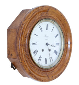 19th Century French Oak Japy Freres Wall Clock Valogne Paris — thumbnail 1