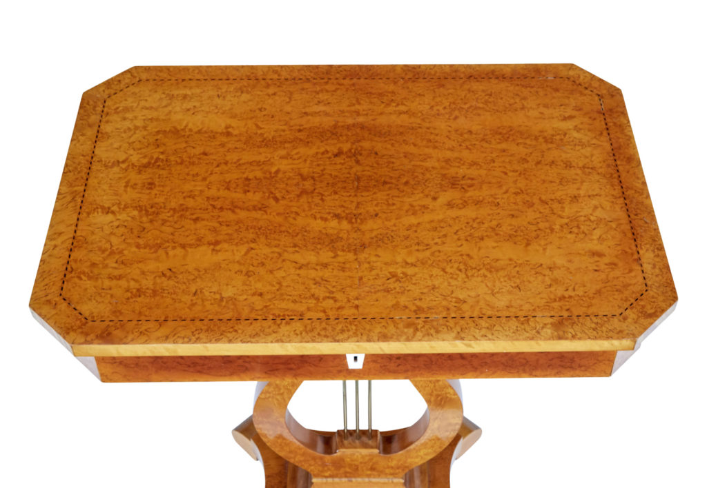 19th Century Swedish Birch Lyre Form Occasional Table — image 3