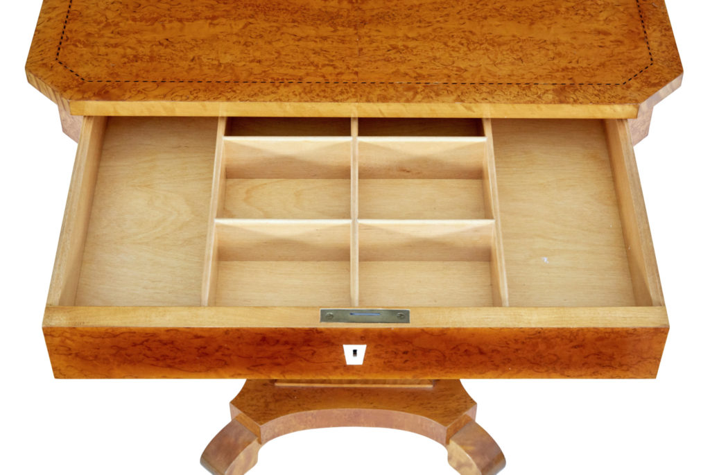 19th Century Swedish Birch Lyre Form Occasional Table — image 2
