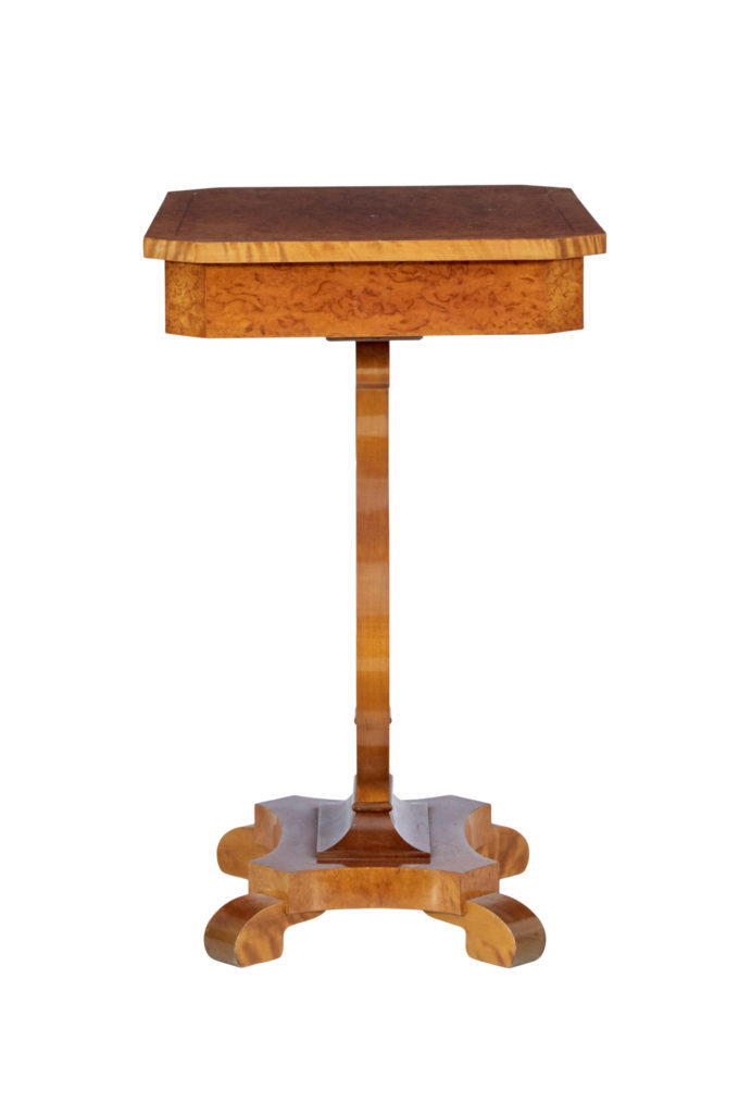 19th Century Swedish Birch Lyre Form Occasional Table — image 4