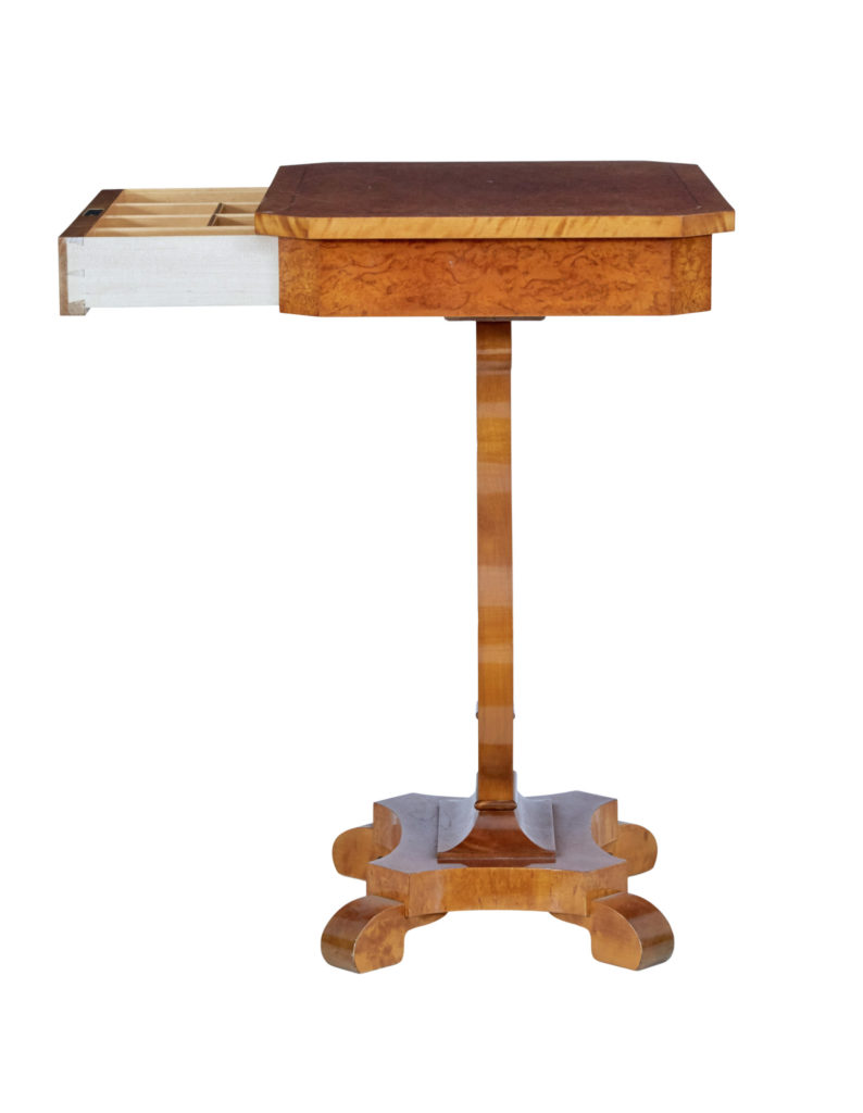 19th Century Swedish Birch Lyre Form Occasional Table — image 6