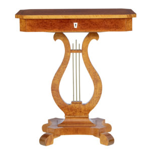 19TH CENTURY SWEDISH BIRCH LYRE FORM OCCASIONAL TABLE