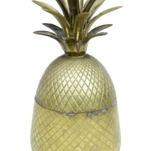 EARLY 20TH CENTURY CHISELLED BRASS AND GILT PINEAPPLE BOX CADDY