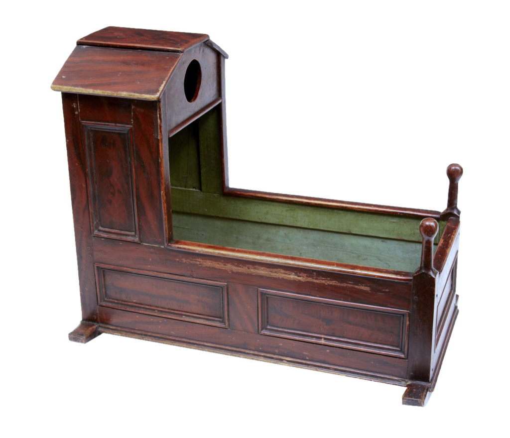 19TH CENTURY PAINTED PINE CHILDS CRADLE
