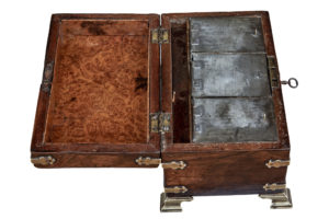 Early 19th Century Georgian Palisander and Brass Tea Caddy — thumbnail 3
