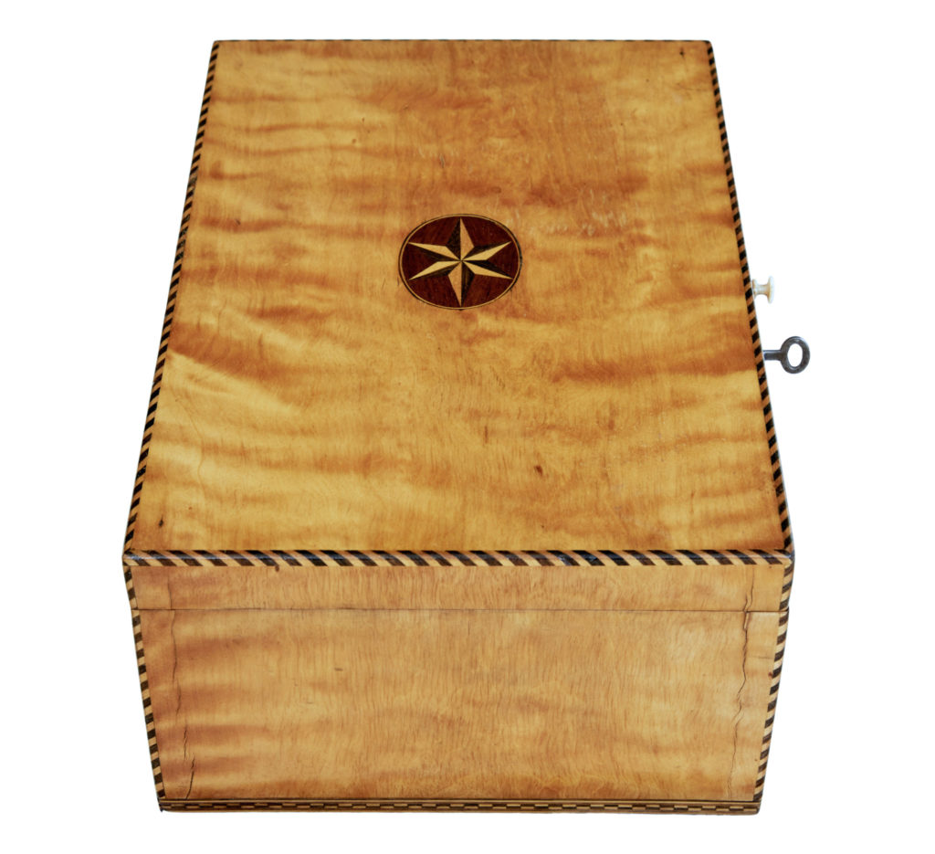 19th Century Birch Sewing Box with Stringing — image 5