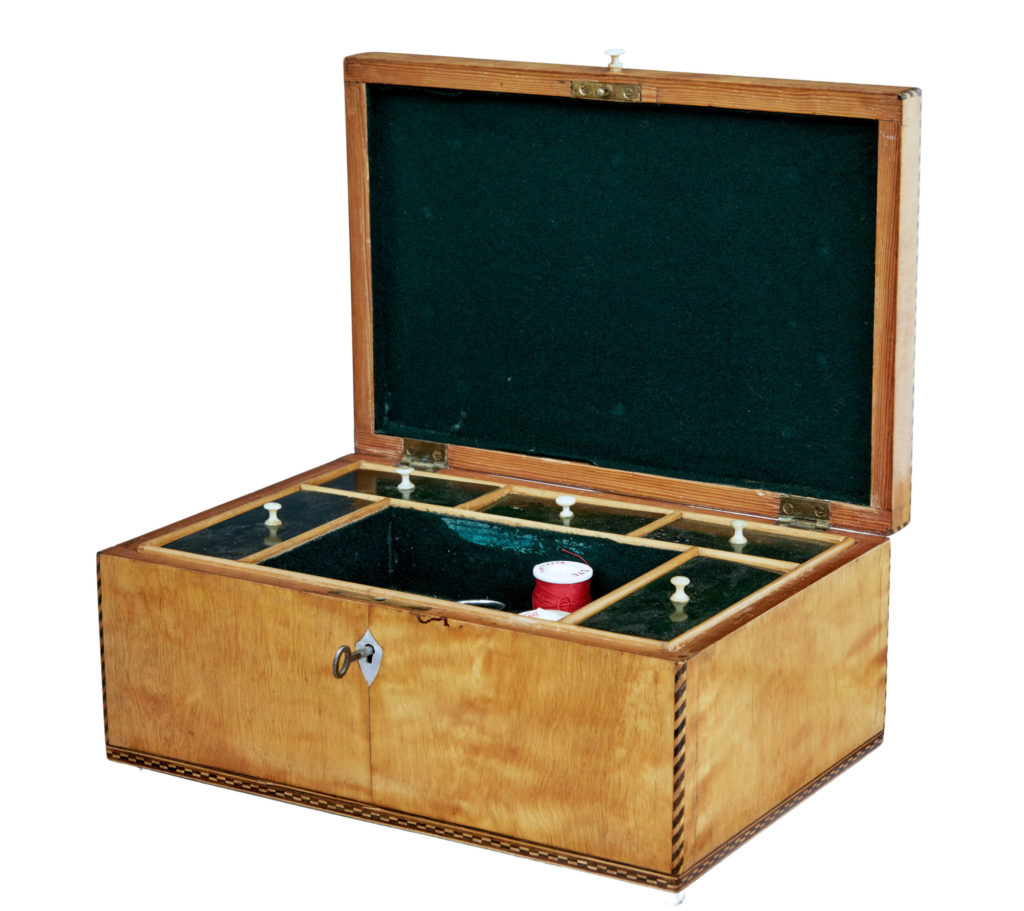 19th Century Birch Sewing Box with Stringing — image 7