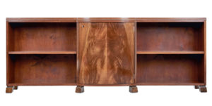 Mid 20th Century Scandinavian Flame Mahogany Open Bookcase — thumbnail 8