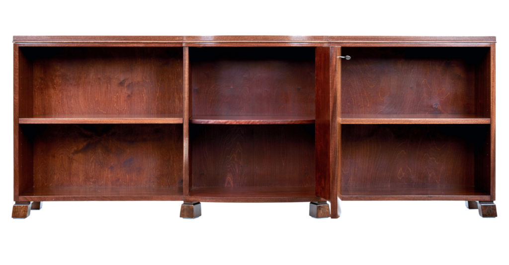 Mid 20th Century Scandinavian Flame Mahogany Open Bookcase — image 7
