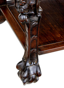 19th Century Carved Chinese Hardwood and Marble Top Table — thumbnail 3