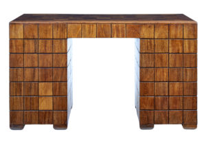 Unique Art Deco Handmade Teak Panelled Pedestal Desk — thumbnail 6