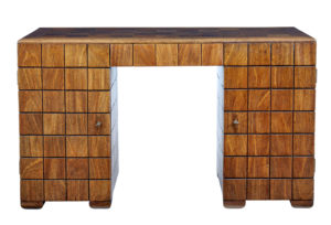 Unique Art Deco Handmade Teak Panelled Pedestal Desk — thumbnail 10