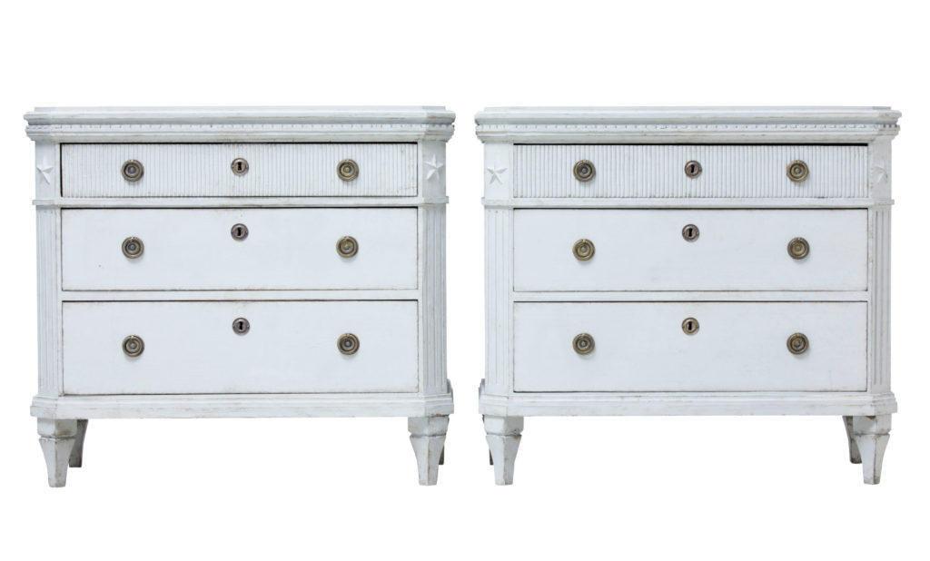 Pair of 19th Century Swedish Painted Commodes