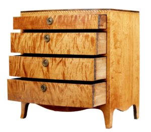 19th Century Danish Small Bowfront Satinwood Commode — thumbnail 7