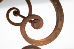 Pair of 1920’s French Iron Baker Tables Marble Top — thumbnail 4