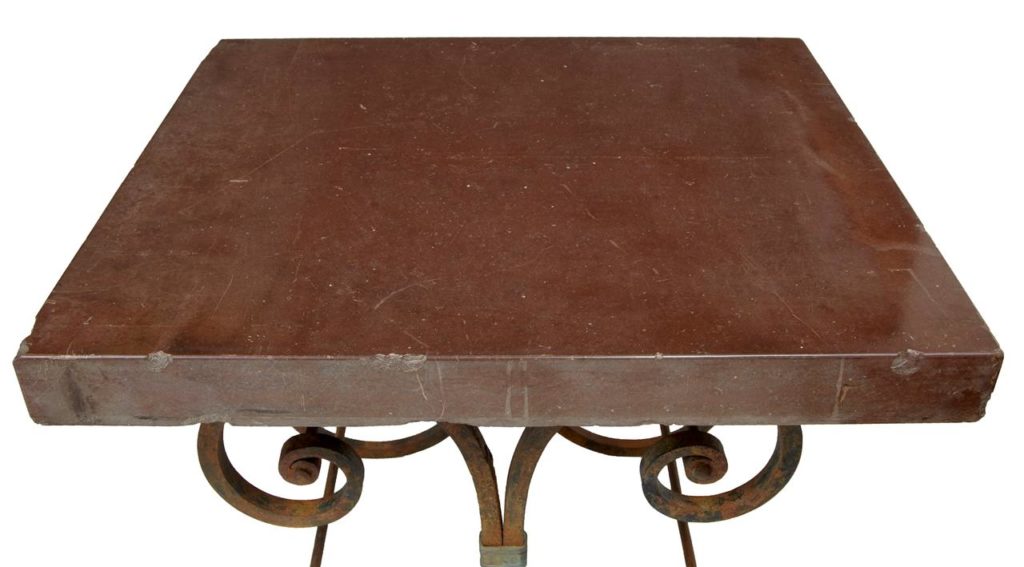 Pair of 1920’s French Iron Baker Tables Marble Top — image 5