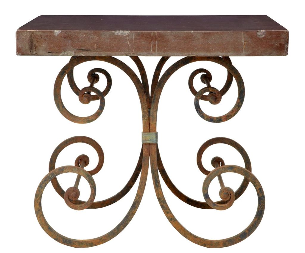 Pair of 1920’s French Iron Baker Tables Marble Top — image 7