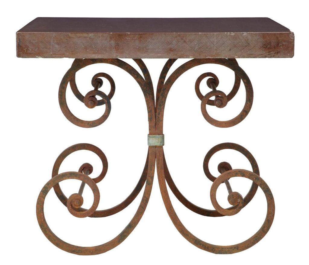 Pair of 1920’s French Iron Baker Tables Marble Top — image 8