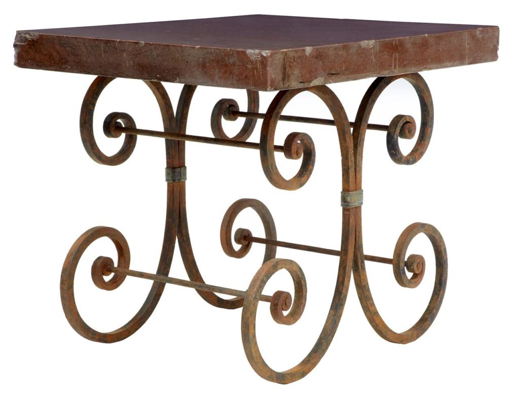 Pair of 1920’s French Iron Baker Tables Marble Top — image 10