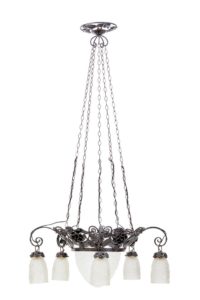 LARGE 20TH CENTURY ADJUSTABLE 5 ARM CHANDELIER