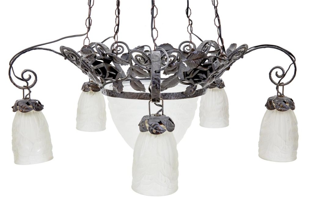 Large 20th Century Adjustable 5 Arm Chandelier — image 4