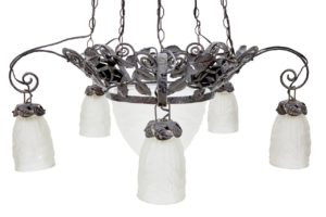 Large 20th Century Adjustable 5 Arm Chandelier — thumbnail 4