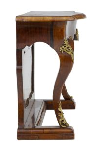 Stunning Continental 19th Century Walnut and Ormolu Mirror and Stand — thumbnail 3