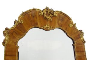 Stunning Continental 19th Century Walnut and Ormolu Mirror and Stand — thumbnail 8