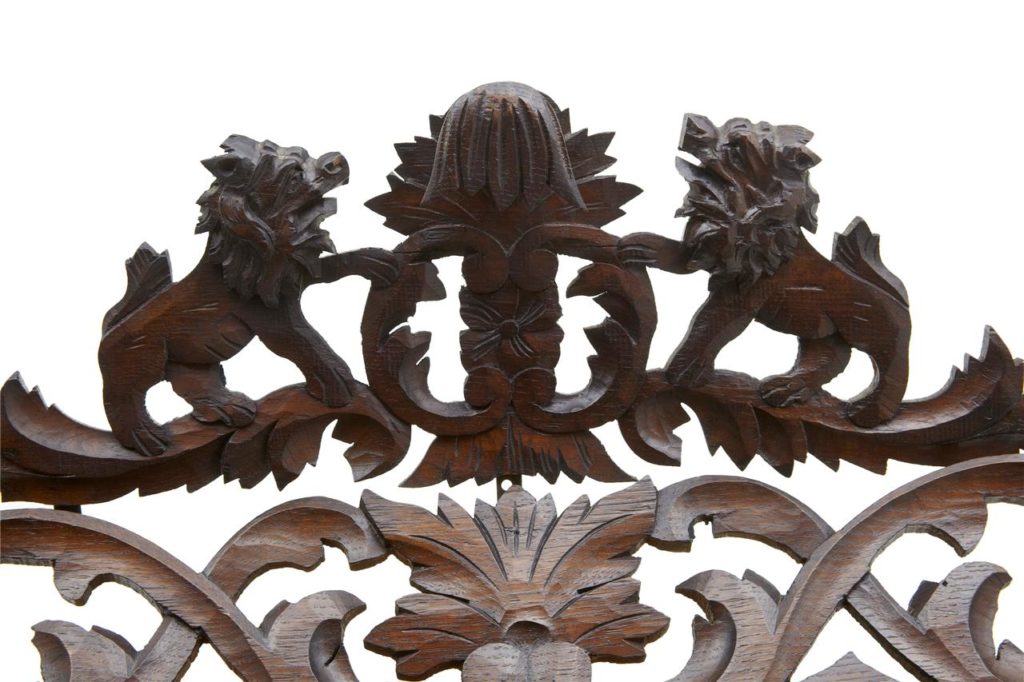 19th Century French Carved Oak Mirror — image 3