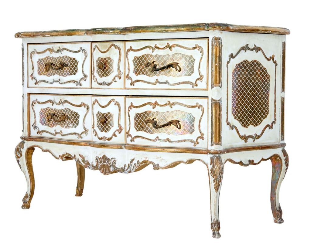 20th Century Reproduction Rococo 6 Drawer Commode