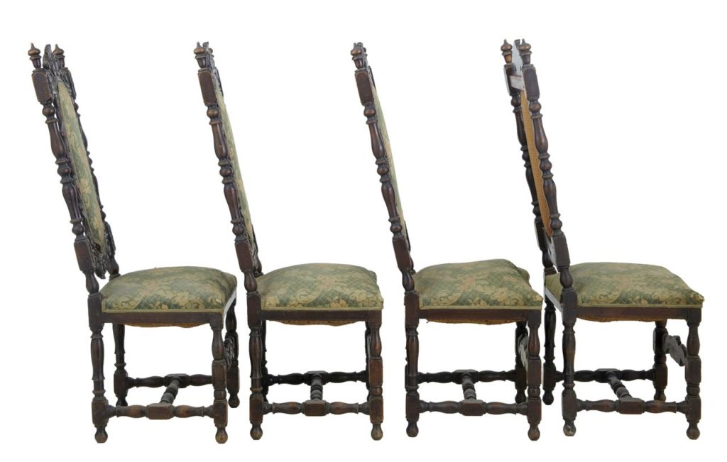 Set of 4 19th Century Carved Oak Dining Chairs for Restoration — image 7