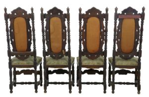 Set of 4 19th Century Carved Oak Dining Chairs for Restoration — thumbnail 6