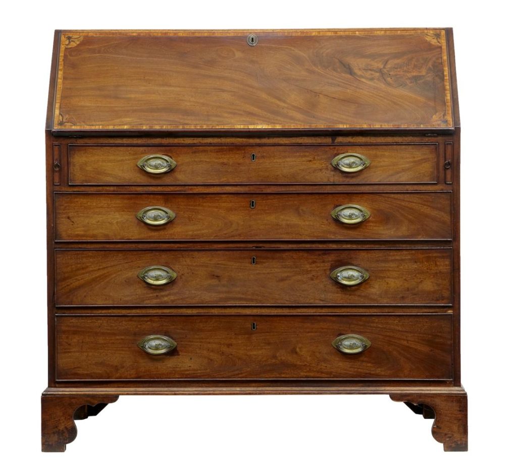 18TH CENTURY GEORGE III LARGE INLAID MAHOGANY BUREAU