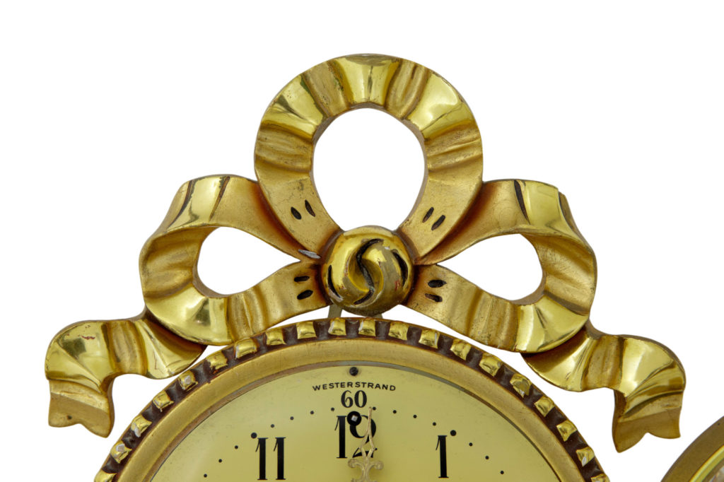 1940’s Swedish Gilt Ornate Wall Clock by Westerstrand — image 4