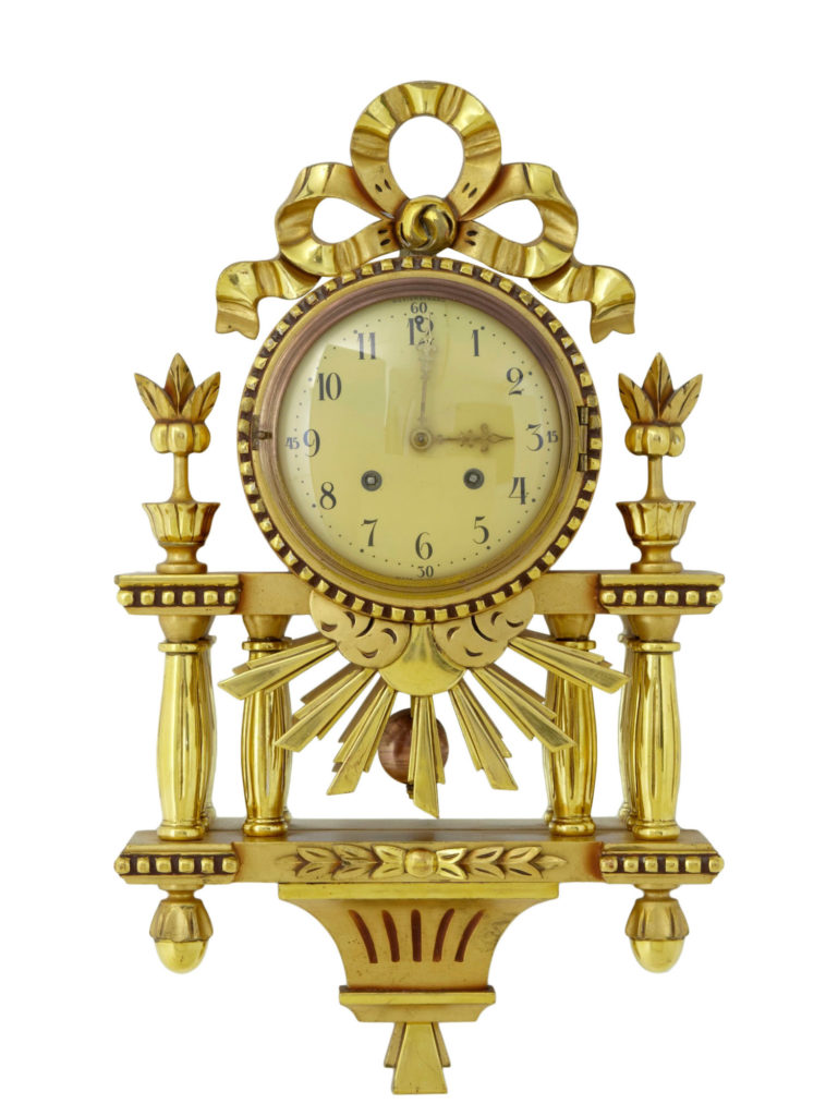 1940’s Swedish Gilt Ornate Wall Clock by Westerstrand
