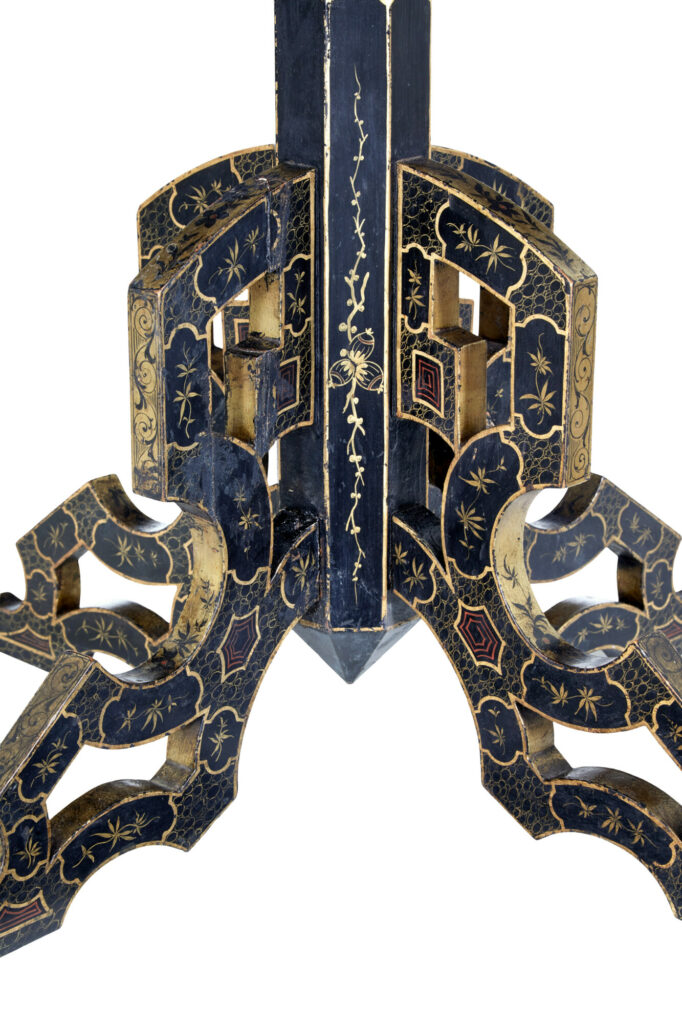 19th Century Black Lacquered Chinoiserie Side Table — image 9